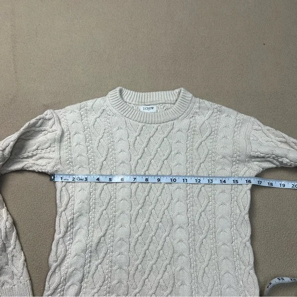 J Crew Sweater Womens XXS Beige Cable Knit Crewneck Cotton BT229 Holiday 2023 - Picture 3 of 7